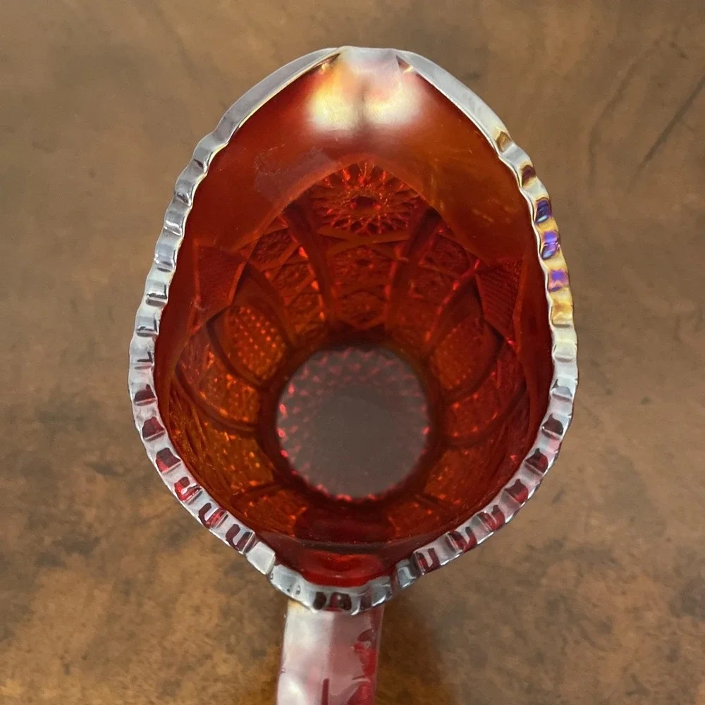 Vintage Indiana Glass Carnival Heirloom Iridescent Sunset Cream & Sugar Set‎